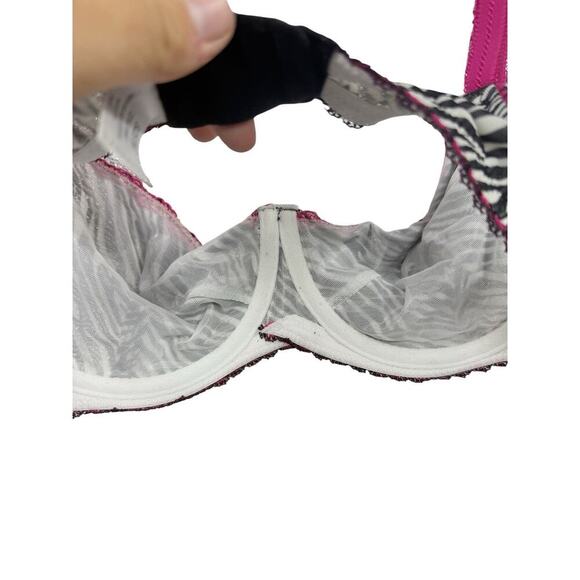 Cabernet Zebra Animal Print Unlined Mesh Underwire Bra Womens 38C - Picture 4 of 6